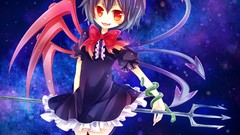 Space weapons wings Anime dress red eyes anime girls short hair 