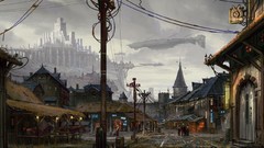 Spaceships science fiction cityscapes artwork digital art 