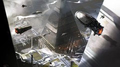 Spaceships science fiction cityscapes artwork digital art 