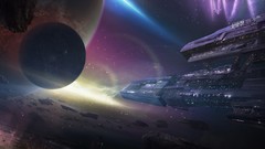 Spaceships science fiction outer space artwork fantasy art