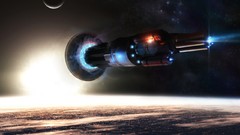 Spaceships vehicles outer space digital art Daedalus