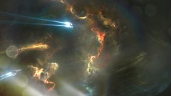 Spaceships vehicles science fiction nebulae outer space artwork