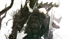 Spears anime girls black hair artwork dragon rider