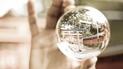 Spheres snow globe focused