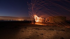 Spiral evening time lapse steel wool