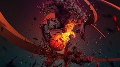Sports abstract basketball Nike flames digital art artistic