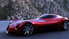 Sports cars Bugatti concept art red cars