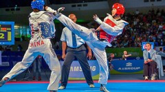 Sports fight Fighting kick WTF olympics taekwondo kicking