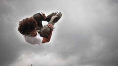 Sports jumping backflip