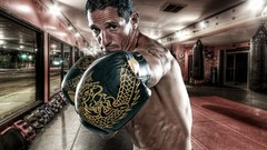 Sports Men training boxing