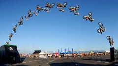 Sports motocross motorbikes multiple exposure