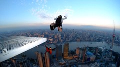 Sports Shanghai cityscapes base jumping