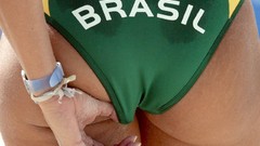Sports woman ass Brazil volleyball panties hands on ass