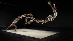 Sports woman Gymnast arms raised