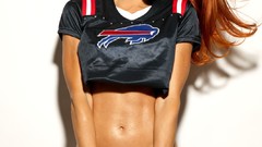Sports woman white background models redheads nfl buffalo bills 