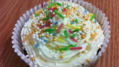 Sprinkles vanilla icing cupcakes