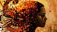 Squares woman paintings artwork