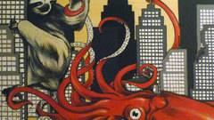 Squid octopuses sloth artwork