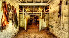 stable horse farm Wood dirt building indoors
