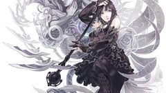 Staff anime girls black dress artwork original characters 