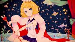 Staff blondes blue eyes vocaloid kagamine rin hair bow crowns 