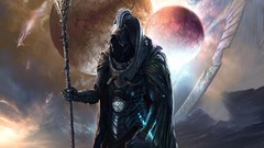 Staff scary fantasy art alien landscapes hooded cloaks