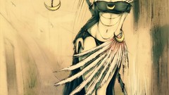 Staff spears anime girls artwork