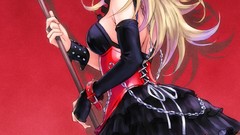 Staff stockings blondes anime girls blue eyes