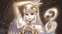 Staff white hair long hair anime girls artwork Midori Foo