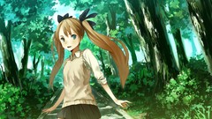 Stairs anime girls twintails