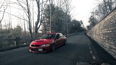 stance mitsubishi lancer Car vehicle red cars road Mitsubishi