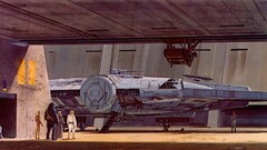 star wars artwork concept art Millennium Falcon r2-d2 chewbacca