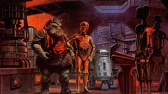 star wars artwork science fiction r2-d2 gamorrean guard c-3po