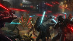 Star wars lightsabers battles artwork futuristic
