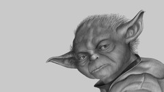 Star wars monochrome drawings jedi yoda