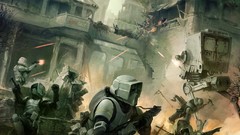 Star wars urban combat stormtroopers artwork fantasy art AT-AT