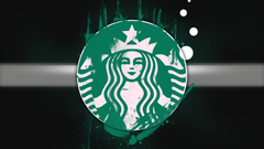 Starbucks logos paint splatter