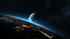 Stars 3d planets spaceships outer space artwork digital art 