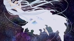 Stars abstract dress white hair anime girls closed eyes hatsune 