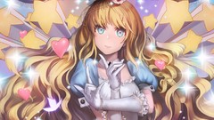 Stars Alice Hearts gloves blondes long hair anime girls blue 