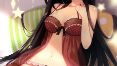 Stars Anime beds blush long hair anime girls lingerie