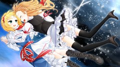 Stars Anime blondes anime girls green eyes outer space