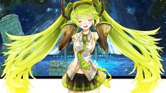 Stars Anime blondes anime girls hatsune miku vocaloid green hair