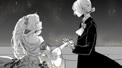 Stars Anime dress Manga white hair monochrome anime girls 