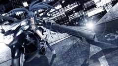Stars anime girls black rock shooter black hair motorbikes