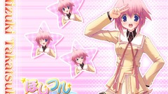 Stars Anime pink hair blue eyes wink seifuku ikegami akane 
