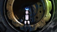 Stars Anime Shorts sitting long hair anime girls boots blue 