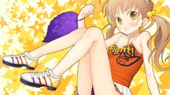 Stars Anime skirts anime girls green eyes brunettes ecchi 