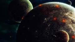 Stars Asteroids planets spaceships vehicles outer space