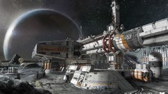 Stars base planets science fiction outer space artwork 